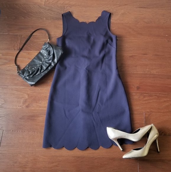 J. Crew Dresses & Skirts - J. Crew Navy Scalloped Trim Dress